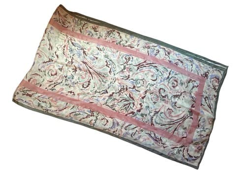 Vintage Georgiou Scarf Long Silk Peach Watercolors Gray Pastels Abstract Purple - Thumbnail 7
