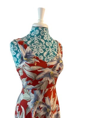 Vintage Y2K Ralph Lauren Sundress Cruise Beach Red Floral Chaps Cotton Dress S