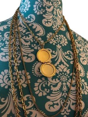 Vintage Cascading Tiered Necklace Multi Strand Gold Locket Jewelry 1970’s Boho - Thumbnail 6