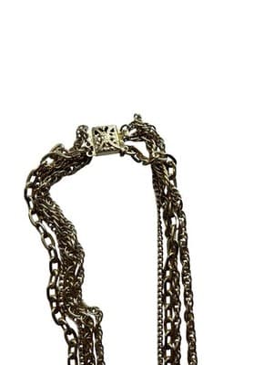 Vintage Cascading Tiered Necklace Multi Strand Gold Locket Jewelry 1970’s Boho - Thumbnail 3