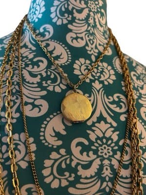 Vintage Cascading Tiered Necklace Multi Strand Gold Locket Jewelry 1970’s Boho - Thumbnail 5