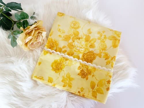 Vintage Pillowcase 1960’s White Yellow Roses Floral Mid Century By Cannon