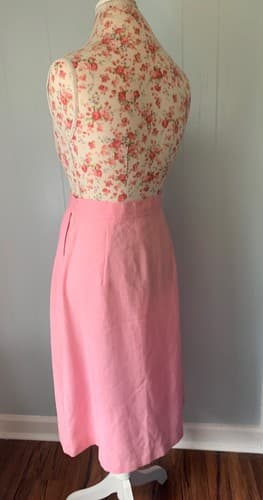 Vintage Women’s Skirt Pastel Pink 1970’s Button Front Romantic Shabby Chic - Thumbnail 3