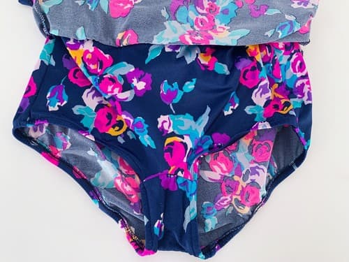 Vintage Maxine Of Hollywood Swimsuit Retro Pink & Blue One Piece Skirted Summer - Thumbnail 4