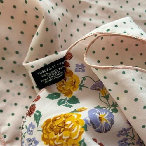 Vintage Long Floral Yellow & Lavender Fall Symphony Scarfs Romantic Shabby Chic - Thumbnail 2