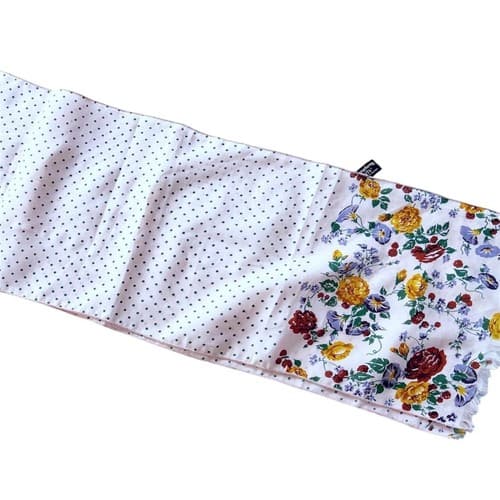 Vintage Long Floral Yellow & Lavender Fall Symphony Scarfs Romantic Shabby Chic - Thumbnail 3