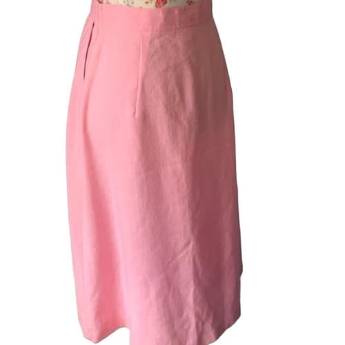 Vintage Women’s Skirt Pastel Pink 1970’s Button Front Romantic Shabby Chic - Thumbnail 7