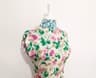 Vintage 1990's Aqua Pink Floral Roses Peplum Top Blouse Rosettes Pinup Romance - Thumbnail 2