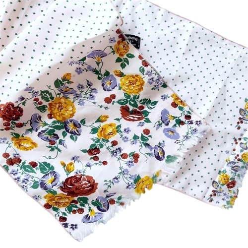 Vintage Long Floral Yellow & Lavender Fall Symphony Scarfs Romantic Shabby Chic - Thumbnail 4