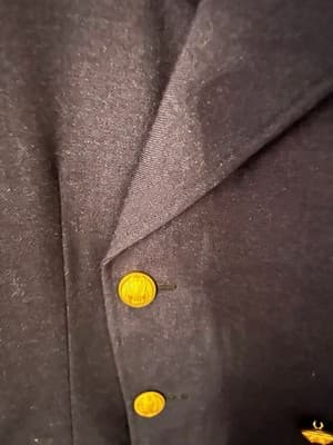 Vintage French Pea Coat Paris Air Force Gold DMP Buttons Military Mens Uniform - Thumbnail 15