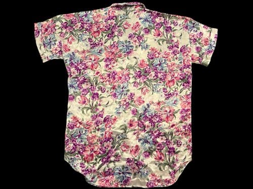 Vintage Lingerie Floral Nightgown Heiress Slippery Satin Shiny M Pink Aqua - Thumbnail 7