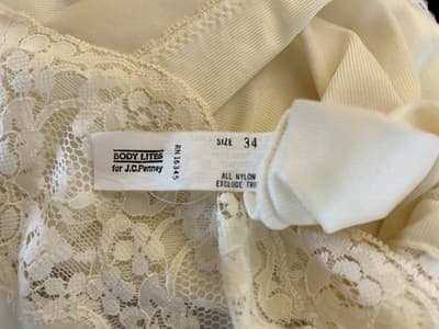 Vintage JC Penney Cream Camisole Cropped 34 Lace Top Lingerie - Thumbnail 5