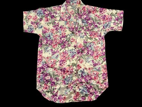 Vintage Lingerie Floral Nightgown Heiress Slippery Satin Shiny M Pink Aqua - Thumbnail 4