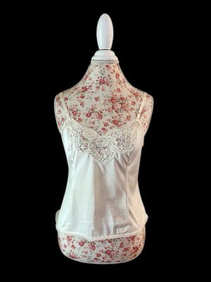 Vintage JC Penney Cream Camisole Cropped 34 Lace Top Lingerie - Thumbnail 4