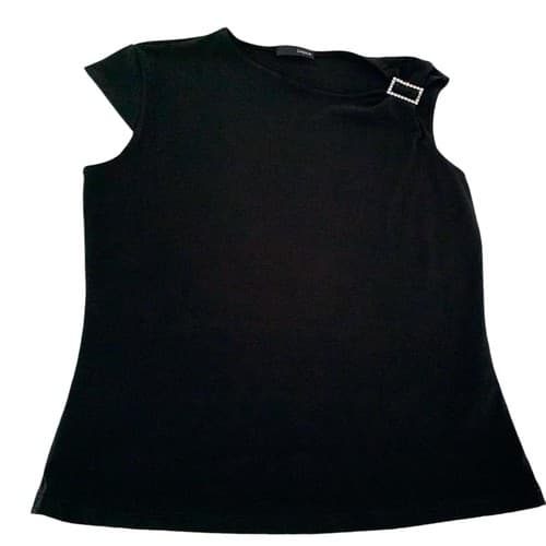 Vintage Black Blouse Y2K Retro Rhinestone Accent Sexy Top Shirt Glamcore