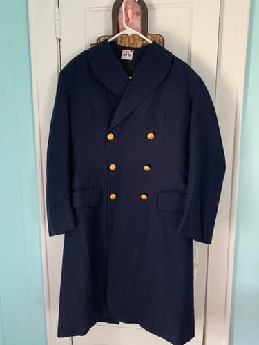 Vintage French Pea Coat Paris Air Force Gold DMP Buttons Military Mens Uniform - Thumbnail 2