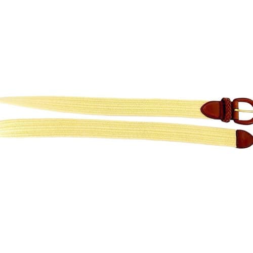 Talbots Genuine Brown Yellow Leather Belt Stretchy Classic Preppy 48” Plus Size - Thumbnail 4