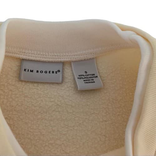 Kim Rogers Sweatshirt Pastel Yellow Pink Floral Appliqué Small Aqua Soft Fall - Thumbnail 4