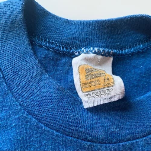 True Vintage Marine T Shirt Blue & Yellow Gun Sniper Boat Print 1980’s Unisex - Thumbnail 2