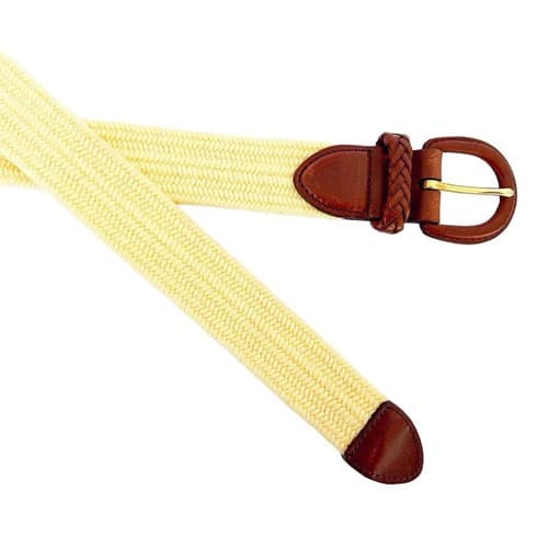 Talbots Genuine Brown Yellow Leather Belt Stretchy Classic Preppy 48” Plus Size - Thumbnail 2