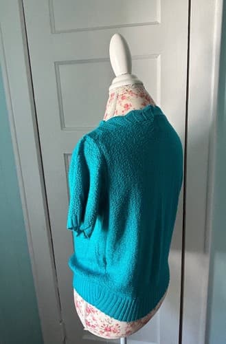 Vintage Womens Teal Sweater By Barry And Me 1970’s 1980’s Fall Scalloped Neck - Thumbnail 3