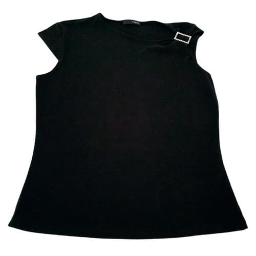 Vintage Black Blouse Y2K Retro Rhinestone Accent Sexy Top Shirt Glamcore - Thumbnail 2