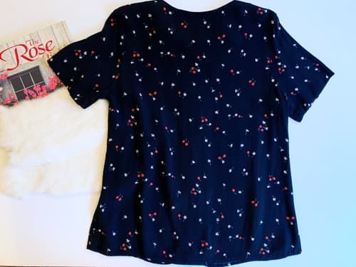 Black With Red Cherries JH Collectibles Rockabilly Grunge Top Blouse Ditsy - Thumbnail 5
