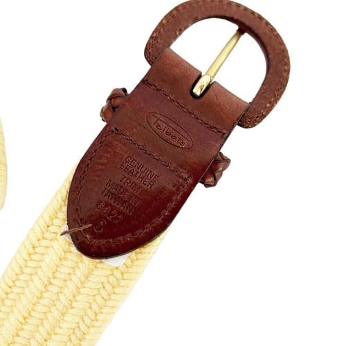 Talbots Genuine Brown Yellow Leather Belt Stretchy Classic Preppy 48” Plus Size - Thumbnail 5