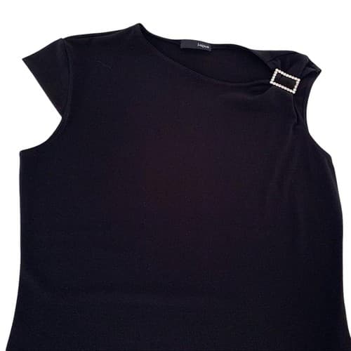 Vintage Black Blouse Y2K Retro Rhinestone Accent Sexy Top Shirt Glamcore - Thumbnail 3