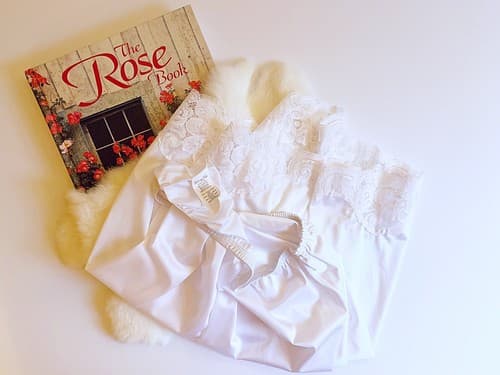 Vintage Vanity Fair Lingerie Pinup Slip White Romantic Floral Lace Small - Thumbnail 3