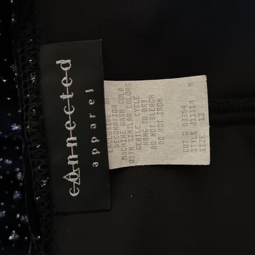 Vintage Soft Black Velvet Blue Sparkle Faux Wrap Front Dress Y2K Glam - Thumbnail 5