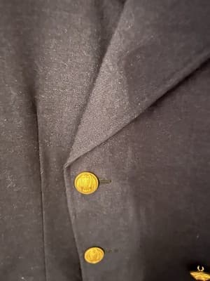 Vintage French Pea Coat Paris Air Force Gold DMP Buttons Military Mens Uniform - Thumbnail 19