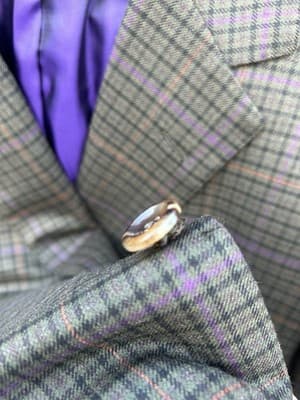 OXXFORD Custom Blazer 46 Plaid Gray Brown Purple Double Vent Suit Jacket Only - Thumbnail 2