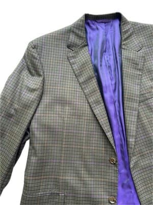 OXXFORD Custom Blazer 46 Plaid Gray Brown Purple Double Vent Suit Jacket Only - Thumbnail 11