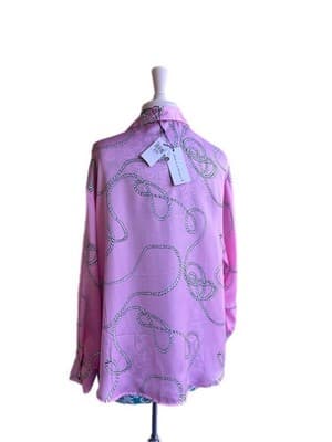 NWT Petite XL Pink BAROQUE Blouse Shirt Boutique Top Rope Print Regency Glam - Thumbnail 7