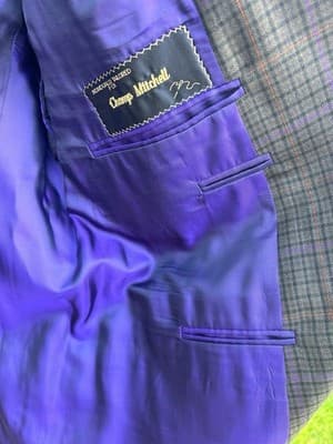 OXXFORD Custom Blazer 46 Plaid Gray Brown Purple Double Vent Suit Jacket Only - Thumbnail 4