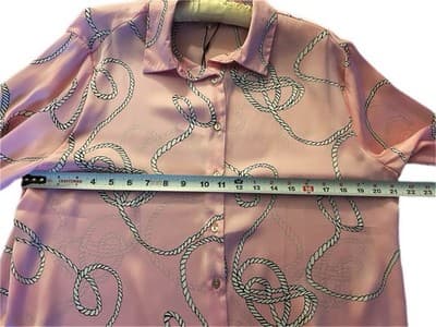 NWT Petite XL Pink BAROQUE Blouse Shirt Boutique Top Rope Print Regency Glam - Thumbnail 15