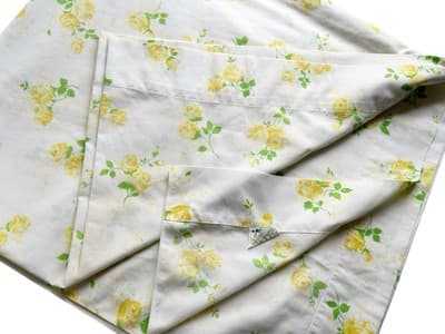 Vintage Yellow Roses Full Flat Top Sheet 1950’s 1960’s Romantic English Cottage - Thumbnail 3