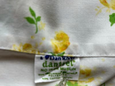 Vintage Yellow Roses Full Flat Top Sheet 1950’s 1960’s Romantic English Cottage - Thumbnail 6