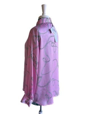 NWT Petite XL Pink BAROQUE Blouse Shirt Boutique Top Rope Print Regency Glam - Thumbnail 4