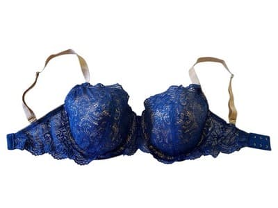 32G Third Love Blue And Tan Beige Nude Balconette Lace Bra - Thumbnail 2