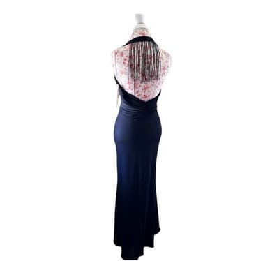 Black Maxi NWT $280 8 Dress Avant Garde Evening Prom Black Tie Beaded Halter - Thumbnail 11