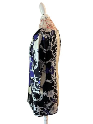 Julie Brown JB Regency 100% SILK Crown Baroque Print Dress Fall Purple Black 6 - Thumbnail 3