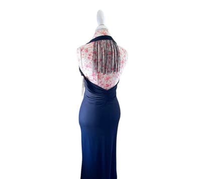 Black Maxi NWT $280 8 Dress Avant Garde Evening Prom Black Tie Beaded Halter - Thumbnail 8