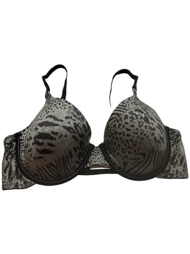 Maidenform 38D Soft Gray & Black Animal Print Leopard Bra Excellent Condition - Thumbnail 2