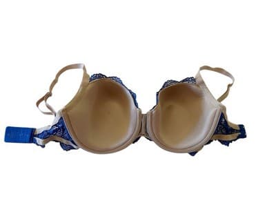 32G Third Love Blue And Tan Beige Nude Balconette Lace Bra - Thumbnail 4