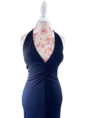 Black Maxi NWT $280 8 Dress Avant Garde Evening Prom Black Tie Beaded Halter - Thumbnail 4