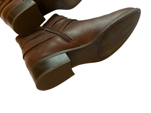 Ralph Lauren Brown Leather Booties 6 Silver Logo Shoes Ankle Boot Fall Winter - Thumbnail 6