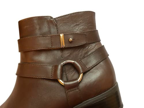 Ralph Lauren Brown Leather Booties 6 Silver Logo Shoes Ankle Boot Fall Winter - Thumbnail 3
