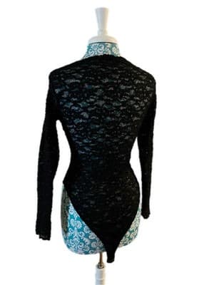 Vintage Victorias Secret Skinny Fit Fitted Black Lace Top Gold Label - Thumbnail 3